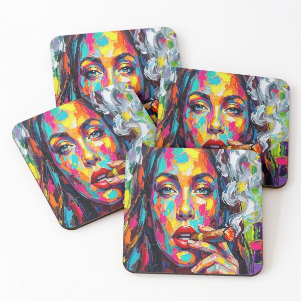 Item preview, Neon Smoke: A High-Octane Palette Knife Portrait designed and sold by MakarenaCreate.