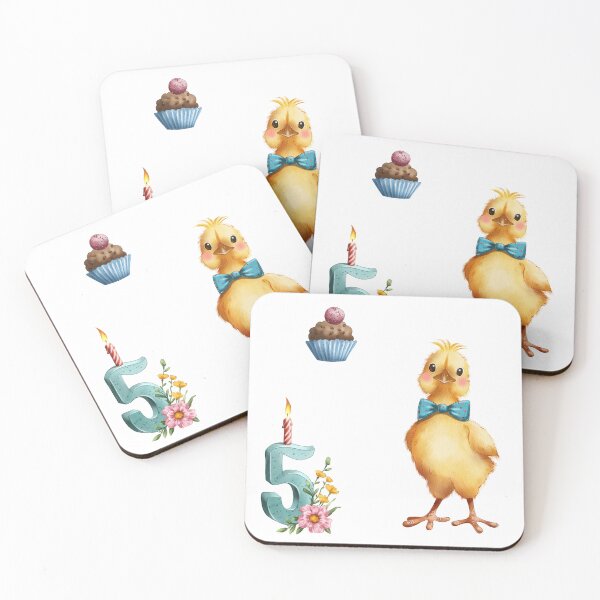 Item preview, Birthday celebration for a five-year-old with a cute chick, a cupcake, and a candle designed and sold by Ms. Iryna.
