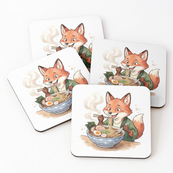 Item preview, Funny Watercolor Ramen Fox Japanese Food Sticker designed and sold by Strip to Stick.