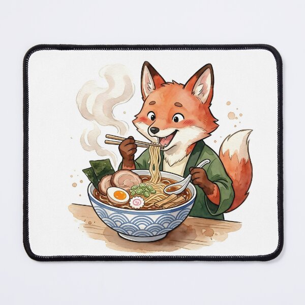 Item preview, Funny Watercolor Ramen Fox Japanese Food Sticker designed and sold by Strip to Stick.