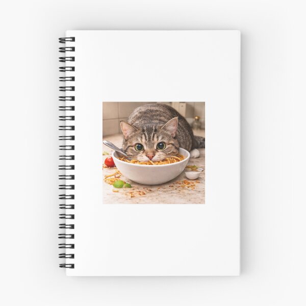 Item preview, Caught in the Act Cat Eating Spaghetti – Funny Guilty Kitchen Cat Sticker designed and sold by LovelyCatGalaxy.