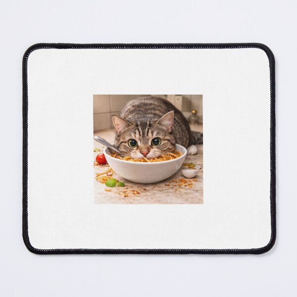 Item preview, Caught in the Act Cat Eating Spaghetti – Funny Guilty Kitchen Cat Sticker designed and sold by LovelyCatGalaxy.