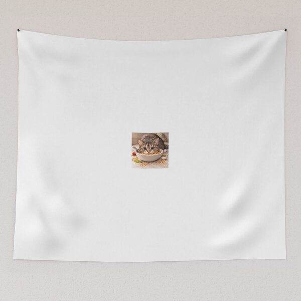 Item preview, Caught in the Act Cat Eating Spaghetti – Funny Guilty Kitchen Cat Sticker designed and sold by LovelyCatGalaxy.