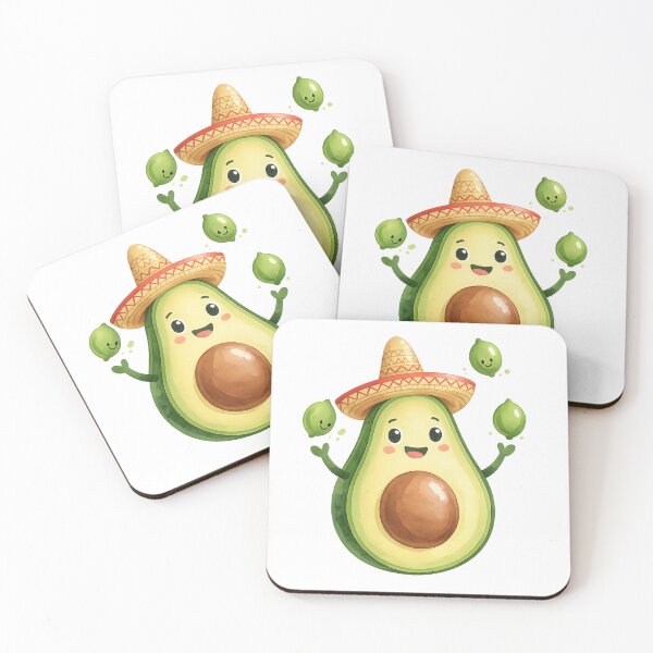 Item preview, Fiesta Avocado Cute Kawaii Avocado with Sombrero Watercolor Illustration designed and sold by StickyDelights.