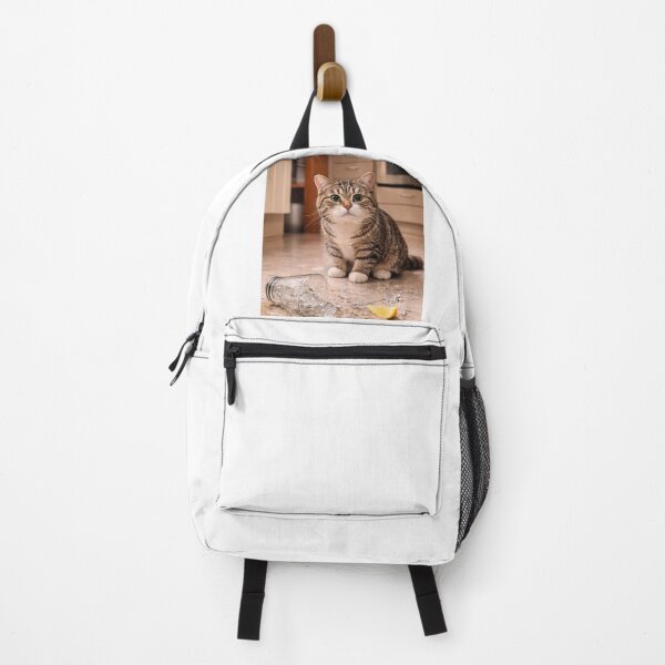 Item preview, Guilty Cat Next to Broken Glass – Funny Innocent Look Cat Sticker designed and sold by LovelyCatGalaxy.