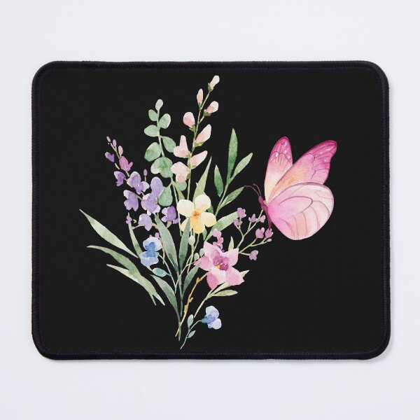 Item preview, Watercolor Wildflower Bouquet with Pink Butterfly designed and sold by SolutionsArt.
