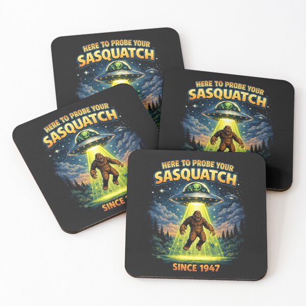 Item preview, Bigfoot Encounter: Here to Probe Your Sasquatch – Funny Alien Cryptid Art designed and sold by HubCreates.