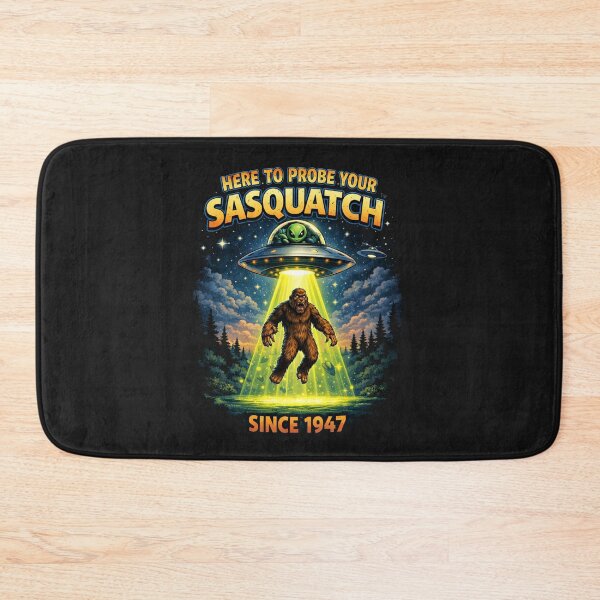 Item preview, Bigfoot Encounter: Here to Probe Your Sasquatch – Funny Alien Cryptid Art designed and sold by HubCreates.