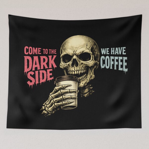 Item preview, Dark Side Coffee Skeleton – Funny Gothic Coffee Lover  designed and sold by SidTastic .