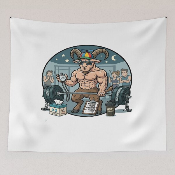 Item preview, Funny Capricorn Zodiac Gym - "Ambitious GOAT" Intensity Deadlift T-shirt designed and sold by ClaussShop.