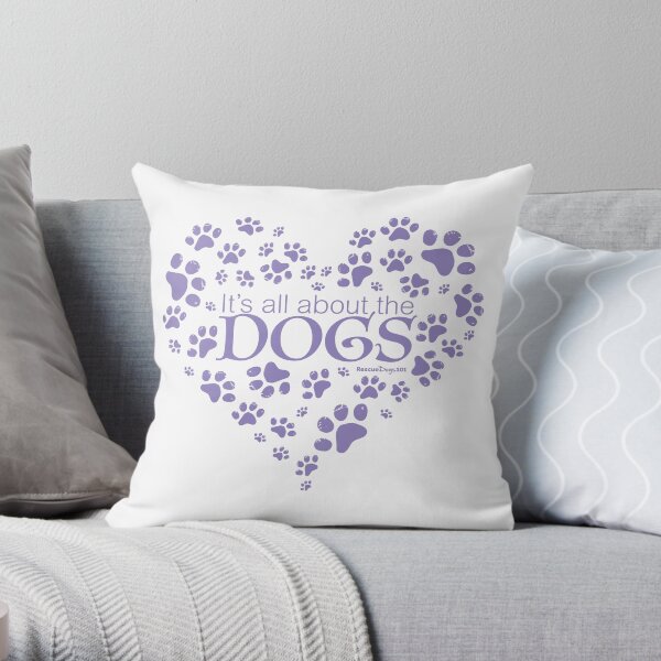 It's All About the Dogs Paw Print Heart Throw Pillow