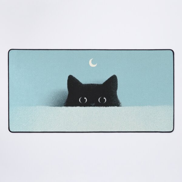 Item preview, Black cat looks over white surface designed and sold by anytka.