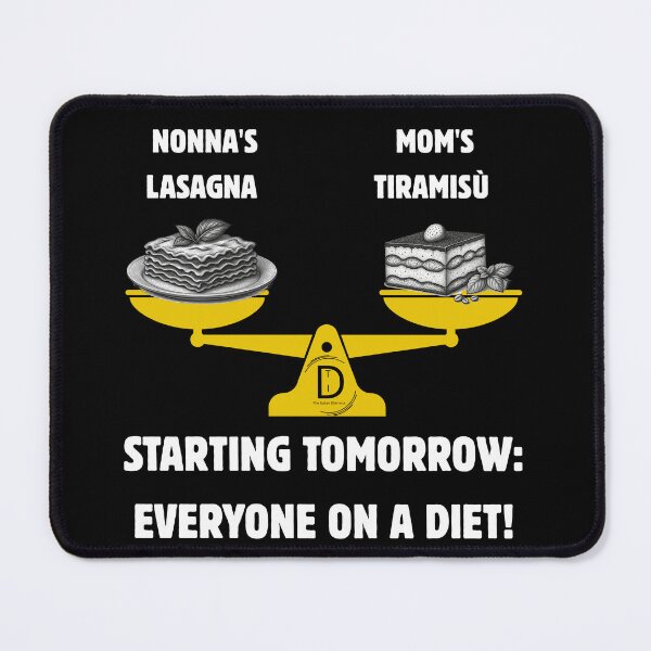Item preview, Funny Italian Diet Joke: Nonna's Lasagna vs Mom's Tiramisu Black Version designed and sold by TheItaliandilemma.