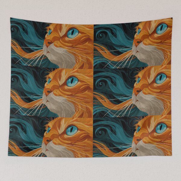 Item preview, Orange Cat Colors Illustration Aesthetic Landscapes  designed and sold by ART ATTACK ZONE.