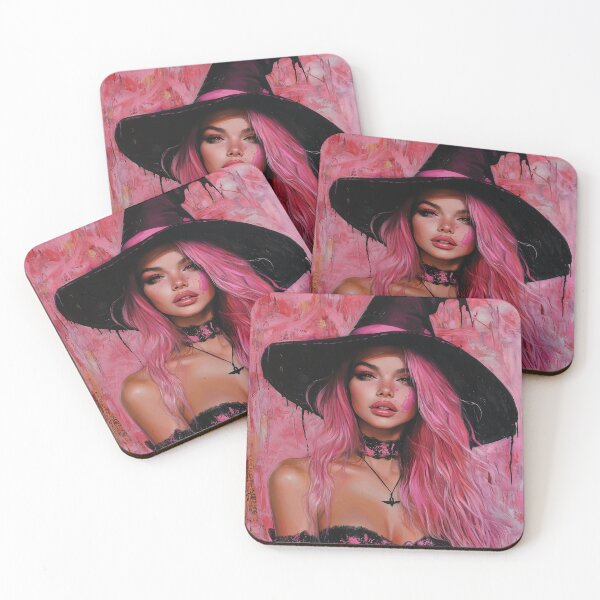 Item preview, Pink Witch – Cute Magical Witch in Pink Outfit, Kind Feminine Fantasy Sorceress designed and sold by WordPlayStudio.