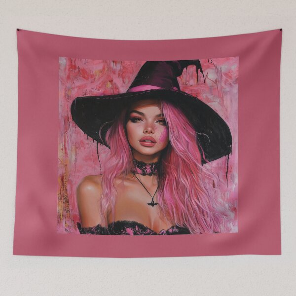Item preview, Pink Witch – Cute Magical Witch in Pink Outfit, Kind Feminine Fantasy Sorceress designed and sold by WordPlayStudio.