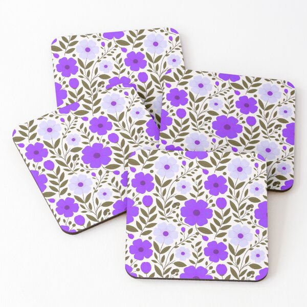 Item preview, Vibrant purple colored flowers seamless pattern, on a pale background designed and sold by LeedsArtStudio.
