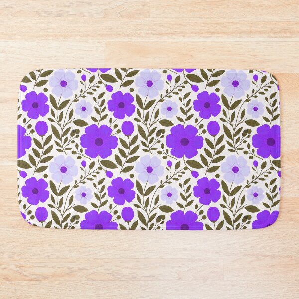 Item preview, Vibrant purple colored flowers seamless pattern, on a pale background designed and sold by LeedsArtStudio.