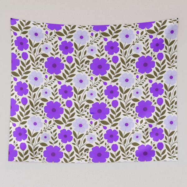 Item preview, Vibrant purple colored flowers seamless pattern, on a pale background designed and sold by LeedsArtStudio.