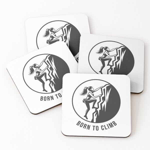 Item preview, Sporty girl rock climbing, black logo emblem designed and sold by Bouldershop.