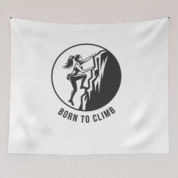 Item preview, Sporty girl rock climbing, black logo emblem designed and sold by Bouldershop.