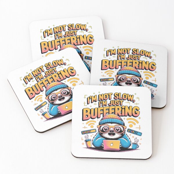 Item preview, Funny Sloth Meme – I’m Not Slow, I’m Just Buffering – Laptop, Coffee, WiFi Humor designed and sold by HubCreates.