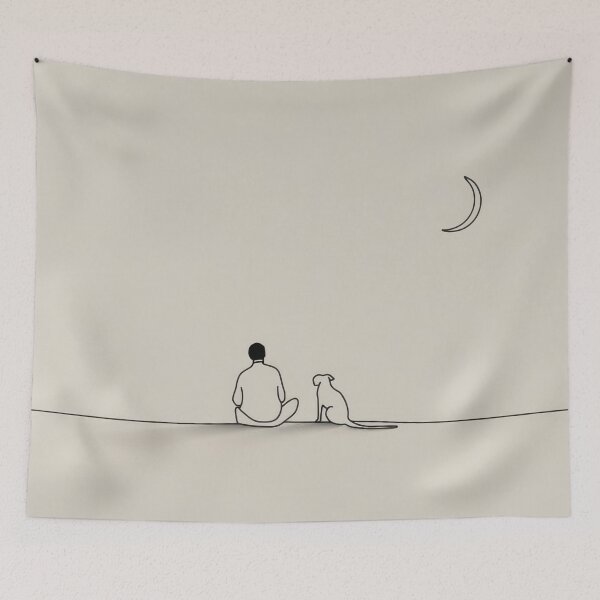 Item preview, Watching the moon with a dog designed and sold by anytka.