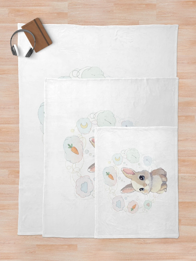 Thumbnail 5 of 6, Throw Blanket, Cute Overthinking Rabbit designed and sold by tigrootiger.