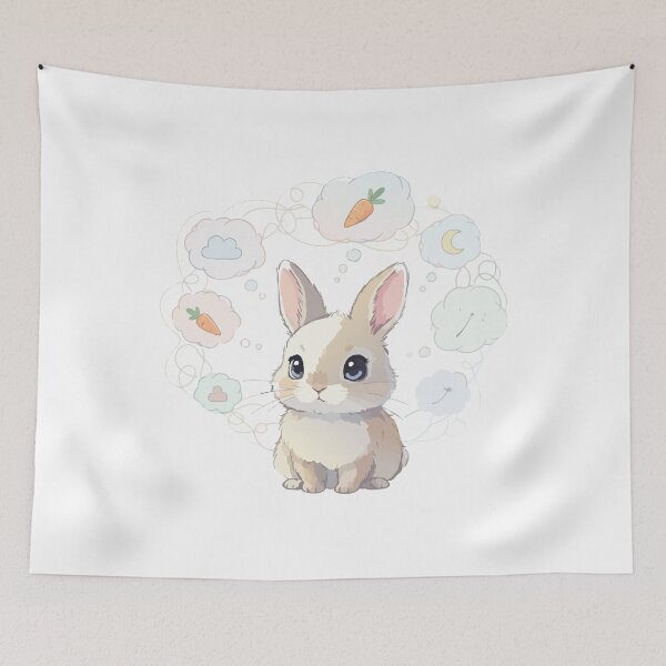 Item preview, Cute Overthinking Rabbit designed and sold by tigrootiger.