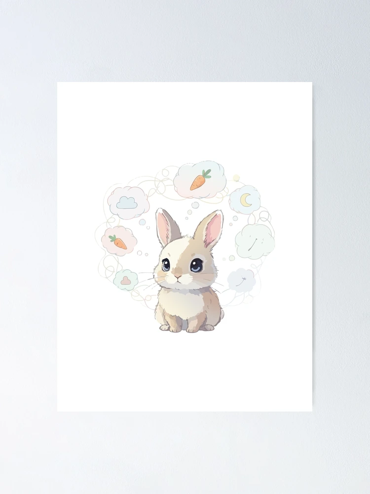 Thumbnail 1 of 3, Poster, Cute Overthinking Rabbit designed and sold by tigrootiger.