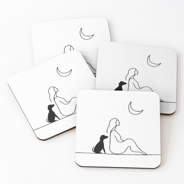 Item preview, Woman and dog sit under moon designed and sold by anytka.