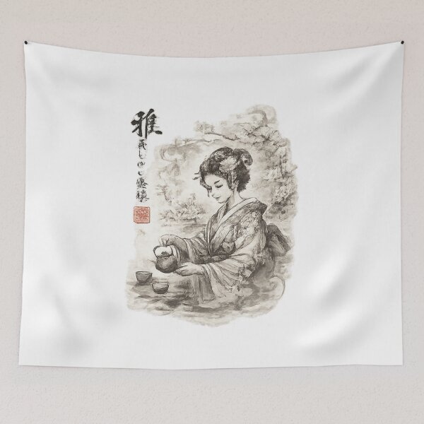 Item preview, Japanese Tea Ceremony Woman Design | Zen Streetwear Graphic Tee | Traditional Matcha Aesthetic designed and sold by Tidal Arts.