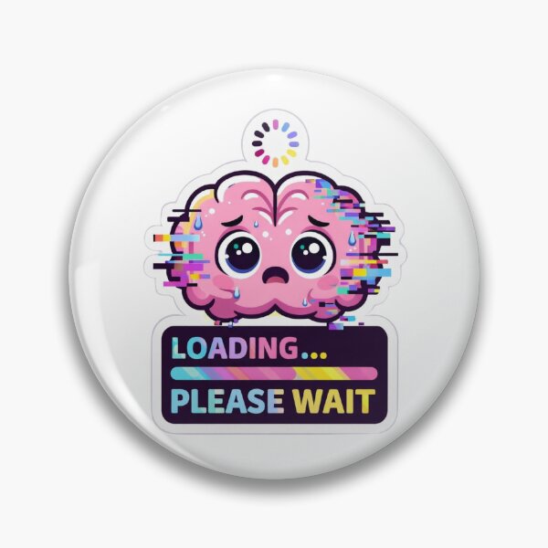 Item preview, Cute Glitch Brain Loading Please Wait Sticker designed and sold by GiggleGlyphsX.