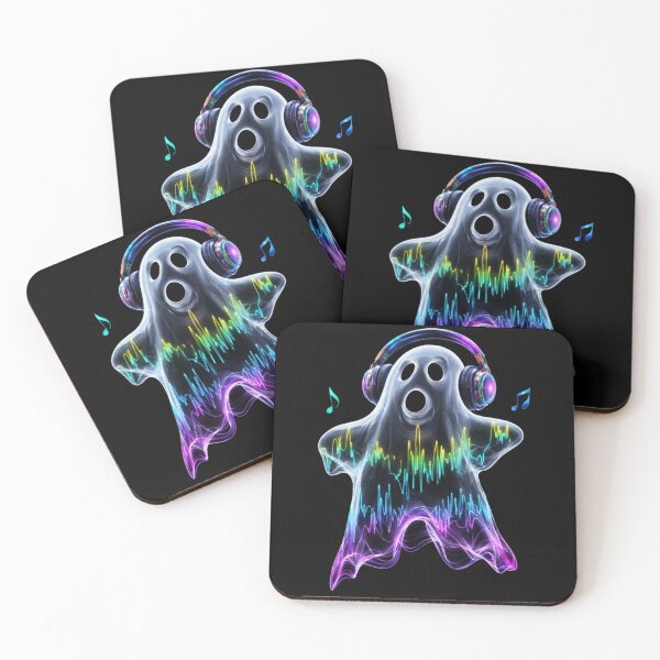 Item preview, Neon Music Ghost - Colorful Audio Visualizer Spooky DJ Art designed and sold by Tw1nsAIArt.