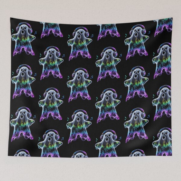 Item preview, Neon Music Ghost - Colorful Audio Visualizer Spooky DJ Art designed and sold by Tw1nsAIArt.