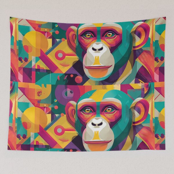 Item preview, Geometric Monkey Colors Illustration Aesthetic Landscapes  designed and sold by ART ATTACK ZONE.