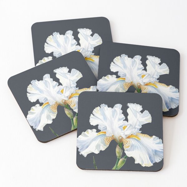 Item preview, White Iris on Dark Botanical Background designed and sold by Rutvain.