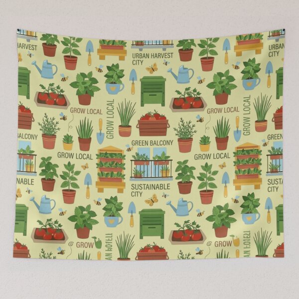 Item preview, Urban Harvest: Sustainable City Garden Pattern designed and sold by FarDesign.