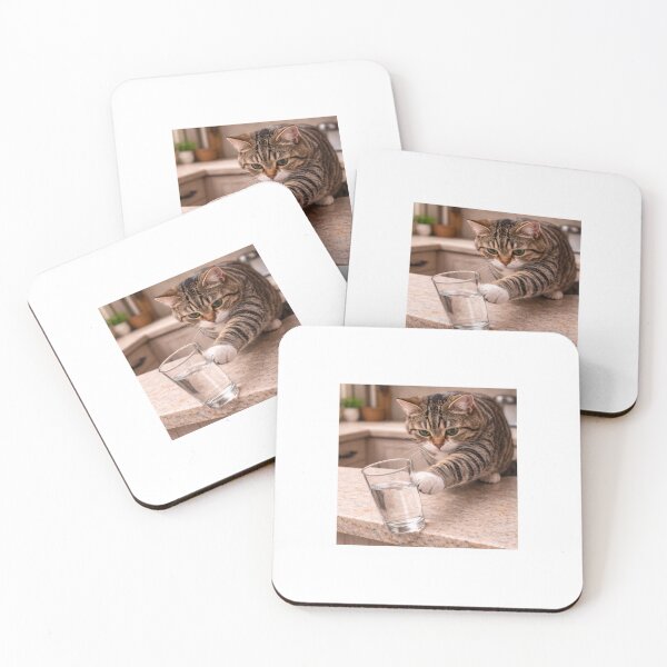 Item preview, Cat Pushing Glass Off Table – Funny Mischievous Cat Sticker designed and sold by LovelyCatGalaxy.