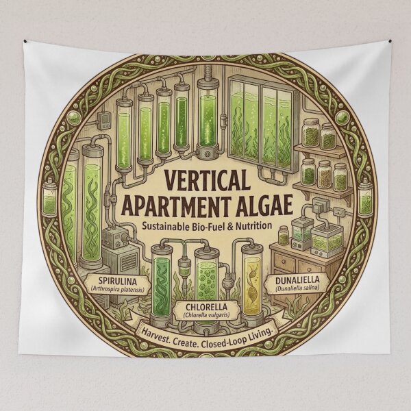 Item preview, Solarpunk Vertical Algae Farm - Sustainable Bio-Fuel & Nutrition Art designed and sold by FarDesign.