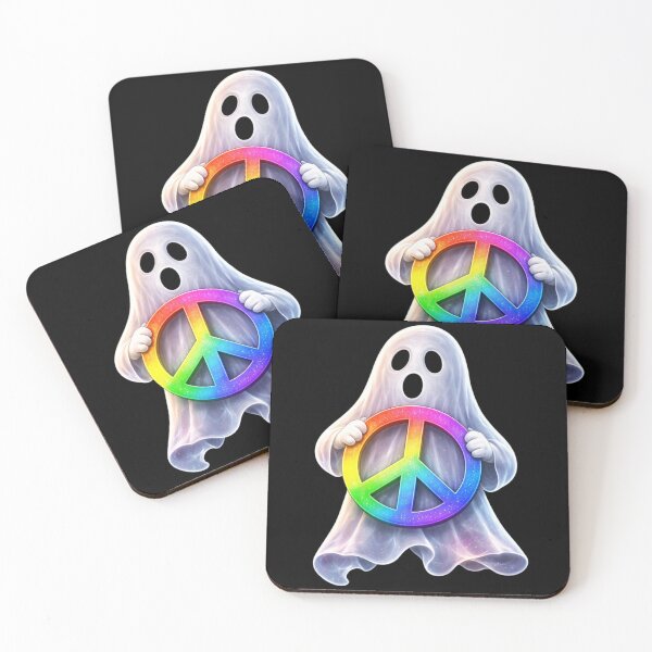 Item preview, Spooky Pride Ghost - Rainbow Peace Sign Aesthetic Art designed and sold by Tw1nsAIArt.
