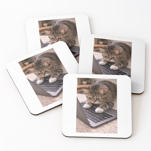 Item preview, Cat Sitting on Laptop Keyboard – Work From Home Cat Problem Sticker designed and sold by LovelyCatGalaxy.