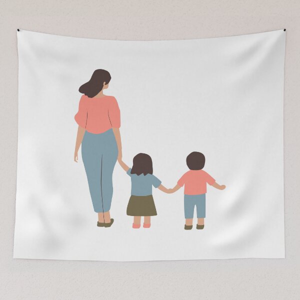 Artikelvorschau, Illustration: Mutter mit Kindern, Familienliebe entworfen und verkauft von CozyMomDesigns.