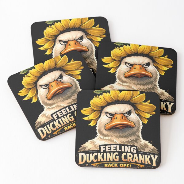 Item preview, Feeling Ducking Cranky Funny Duck Sunflower T-Shirt Design designed and sold by DogLord.