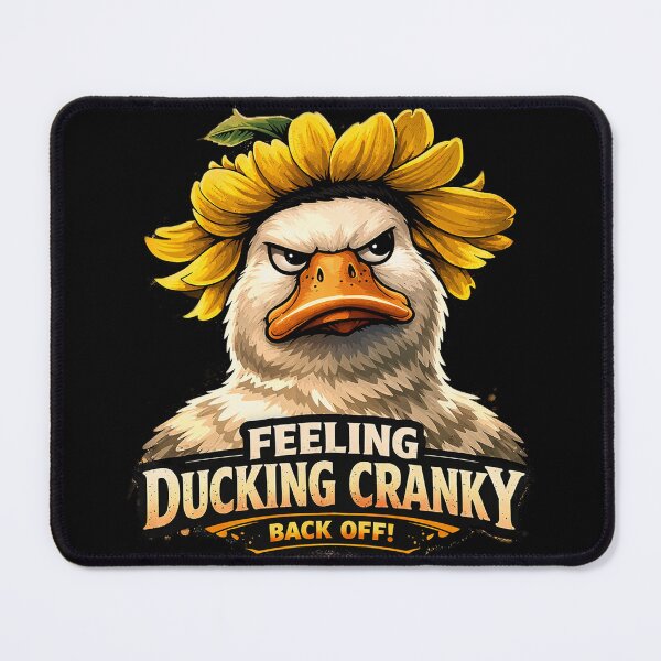 Item preview, Feeling Ducking Cranky Funny Duck Sunflower T-Shirt Design designed and sold by DogLord.