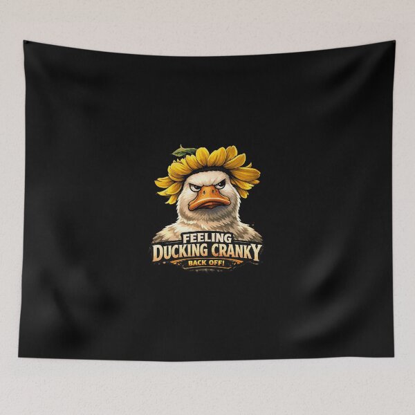 Item preview, Feeling Ducking Cranky Funny Duck Sunflower T-Shirt Design designed and sold by DogLord.