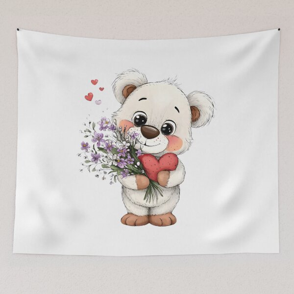Item preview, Cute Bear with Flowers designed and sold by Retro Whimsy.