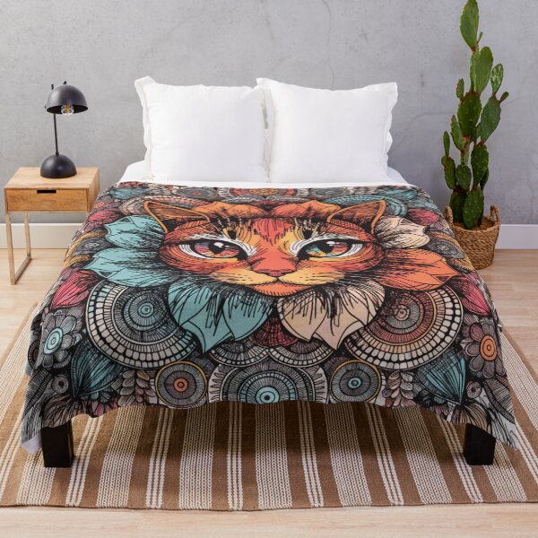 Artikelvorschau, Floral Mandala Art cat – Intricate Flower Mandala Design entworfen und verkauft von Anime9122.