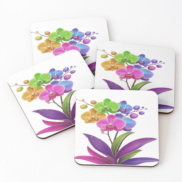 Item preview, Exotic Colorful Orchid with Purple Leaves - Fantasy Botanical Art designed and sold by RS-Globalist-.