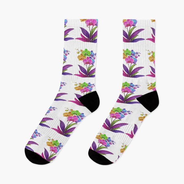 Item preview, Exotic Colorful Orchid with Purple Leaves - Fantasy Botanical Art designed and sold by RS-Globalist-.
